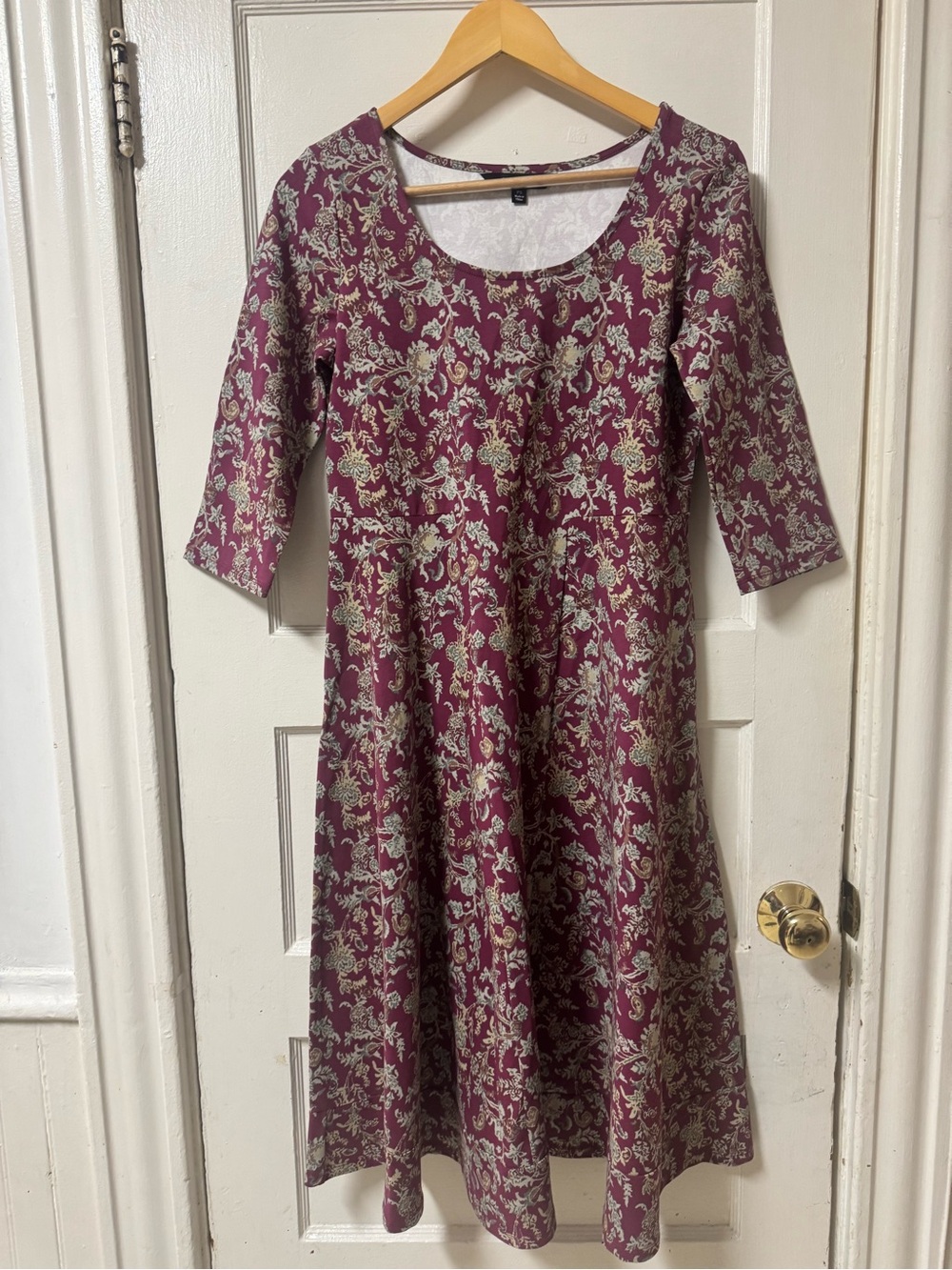 Chadwicks Plum Floral Scoop-Neck Midi Dress Small Petite